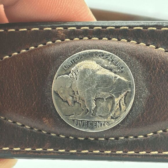 End of the Trail Belt Buckle with Leegin Buffalo NIckel Belt Size 32 Historic - Picture 2 of 8